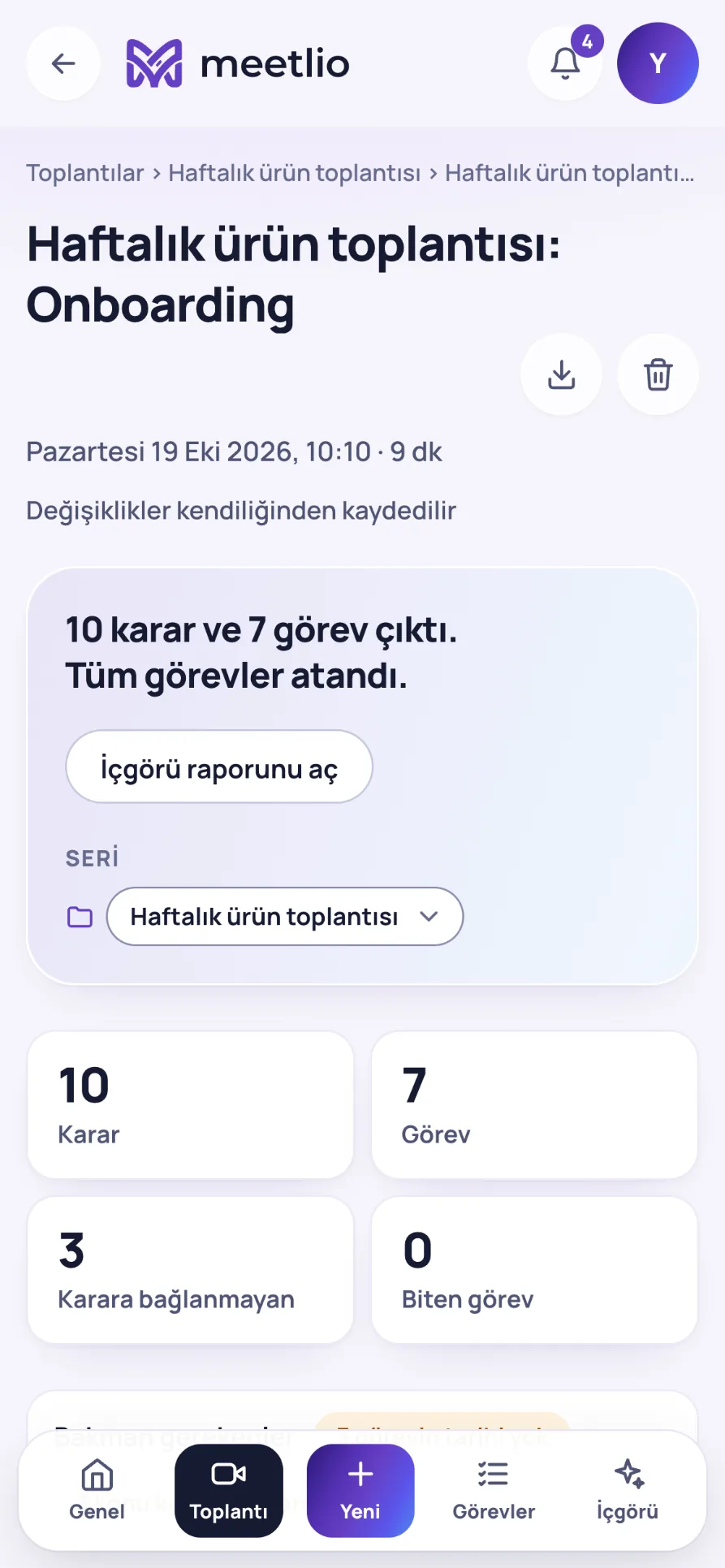 Mobil analiz ekranı
